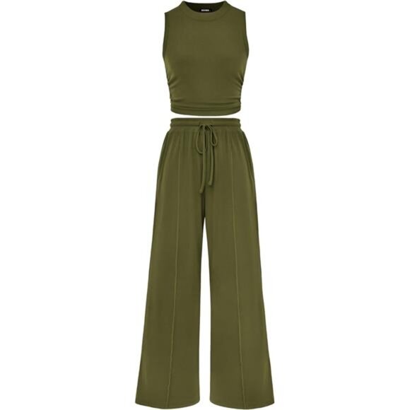 BTFBM Women Summer 2 Piece Outfits 2025 Beach Crew Neck...